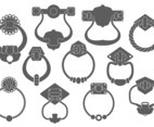 Door Handle Silhouettes Vector Set