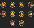 Fish Fry Food Icon Set