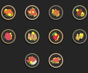 Fish Fry Food Icon Set