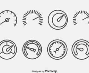 Speedometer And Tachometer Symbol Icons