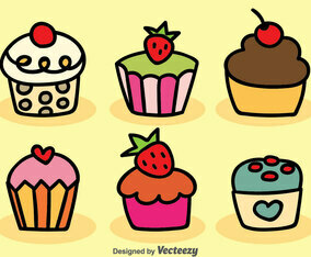 Cartoon Cupcake Vector