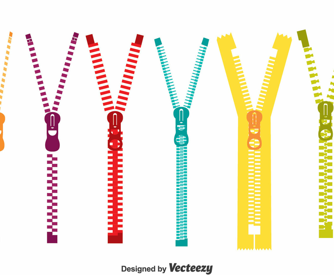 Colorful Zipper Pull Vector Set