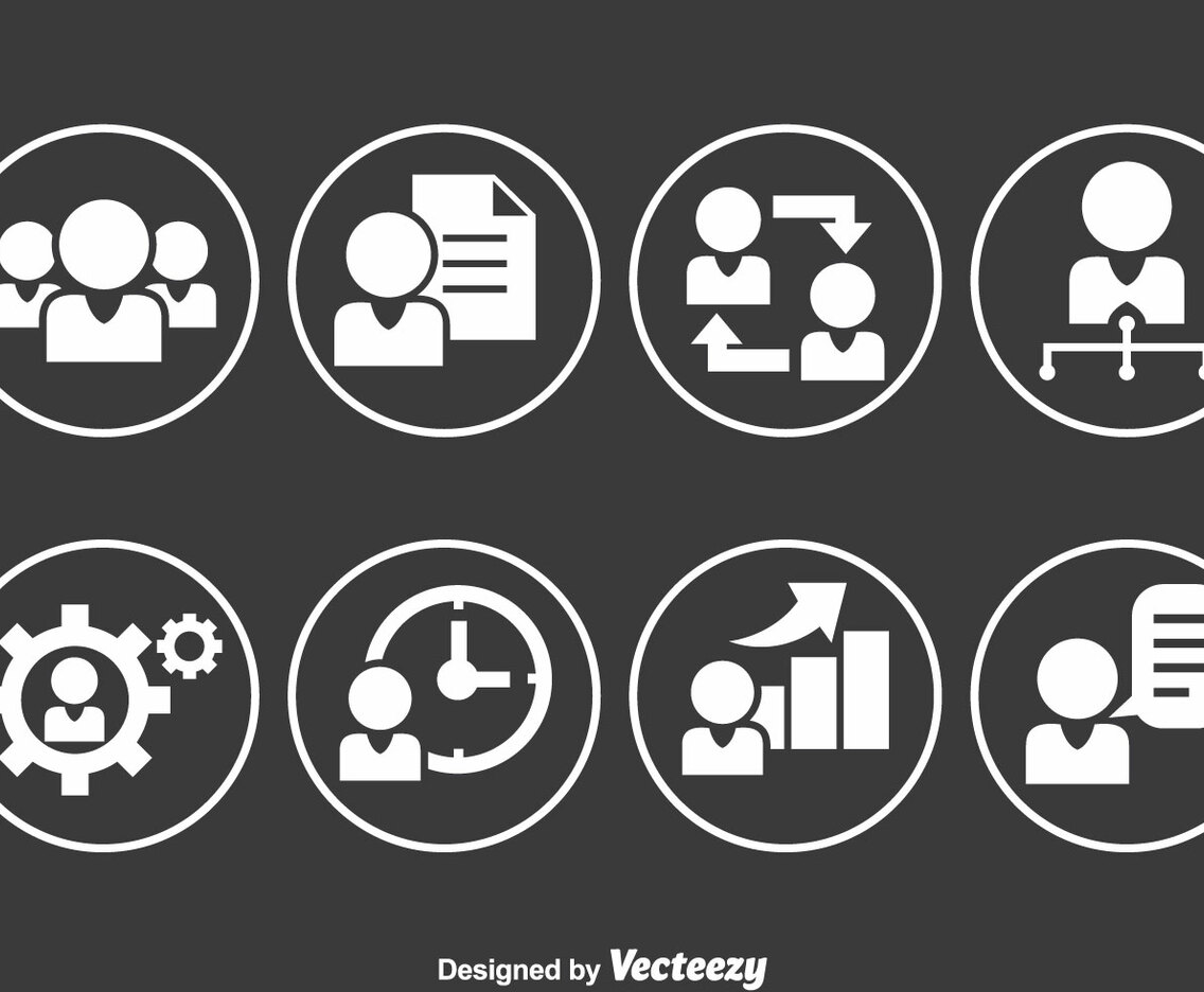 People Working Circle Icons