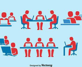 People Working Together Icons Set