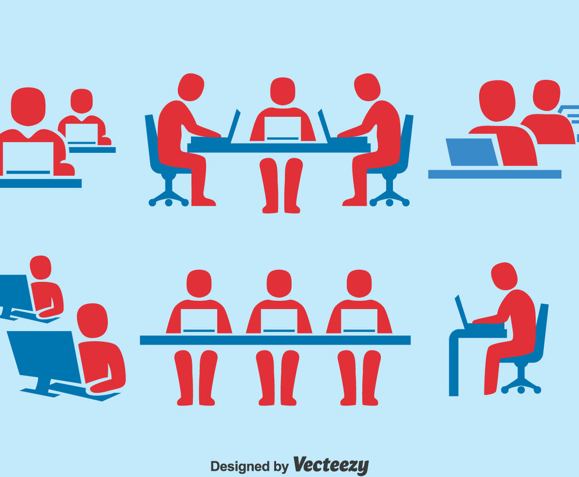 People Working Together Icons Set