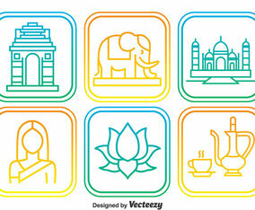 India Elemnt Outline Icons