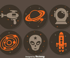 Alien Space Circle Icons