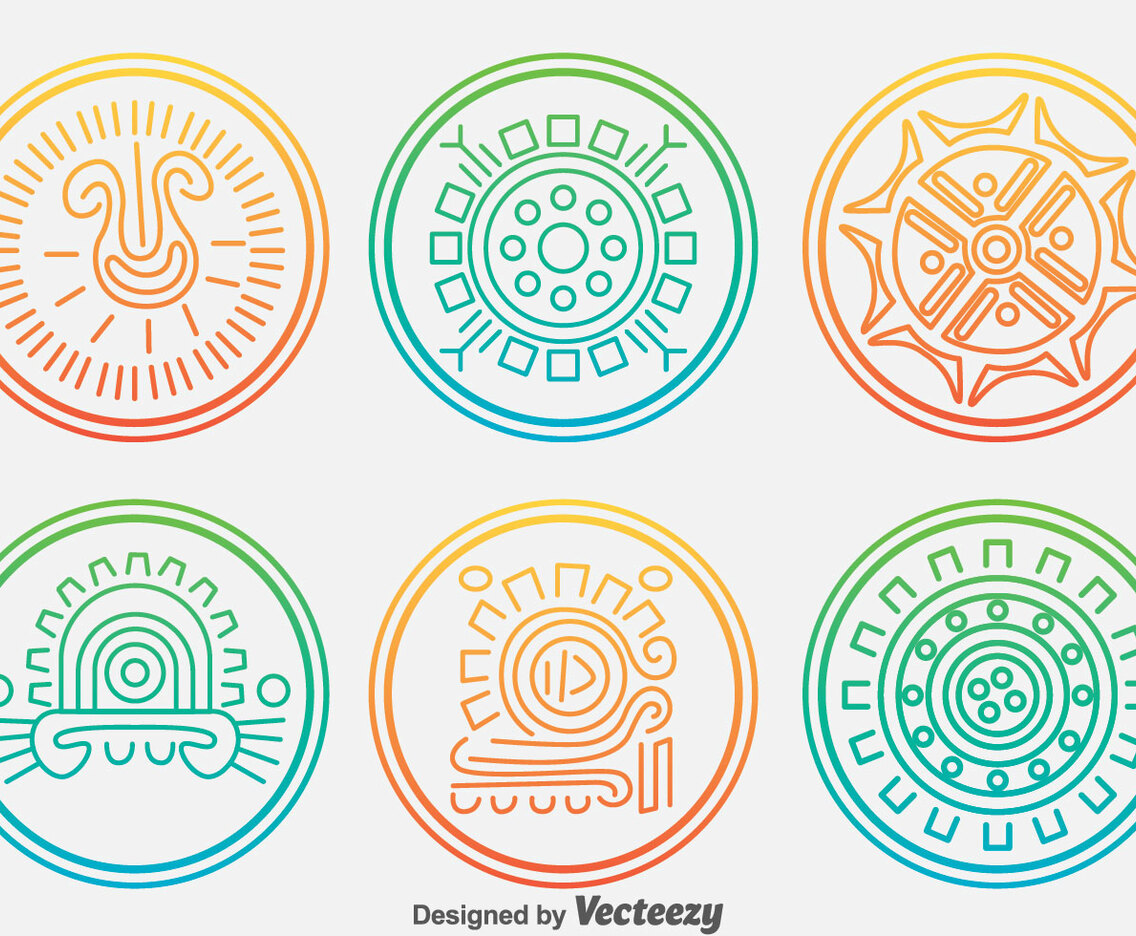 Incas Circle Ornament Vector Set