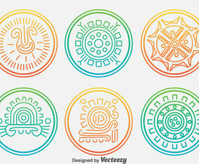 Incas Circle Ornament Vector Set