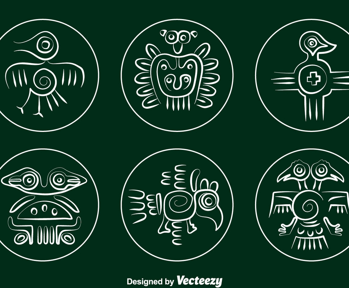 Incas Bird Relic Vector Set
