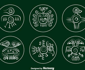 Incas Bird Relic Vector Set