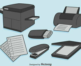 Office Equipment Vector Set