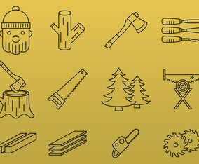Lumberjack Line Icons
