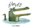 Free Florida Alligator Watercolor Vector