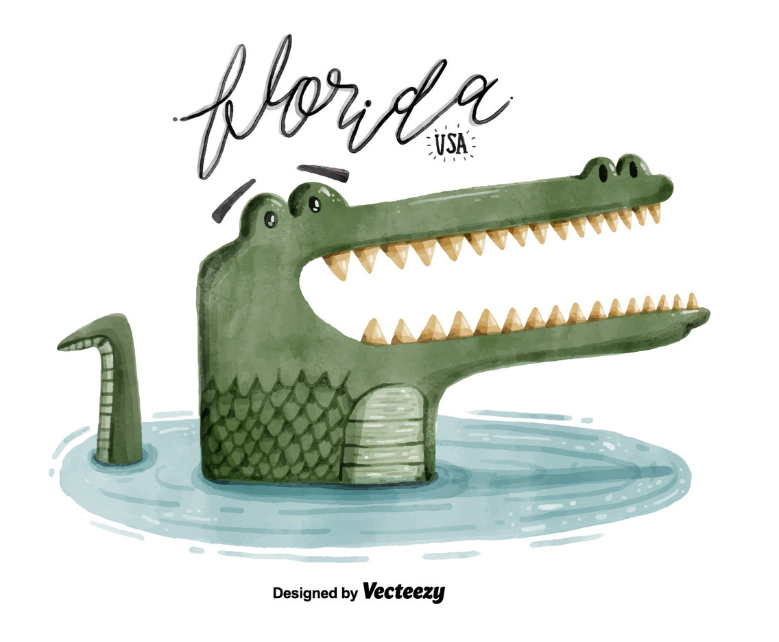 Free Florida Alligator Watercolor Vector