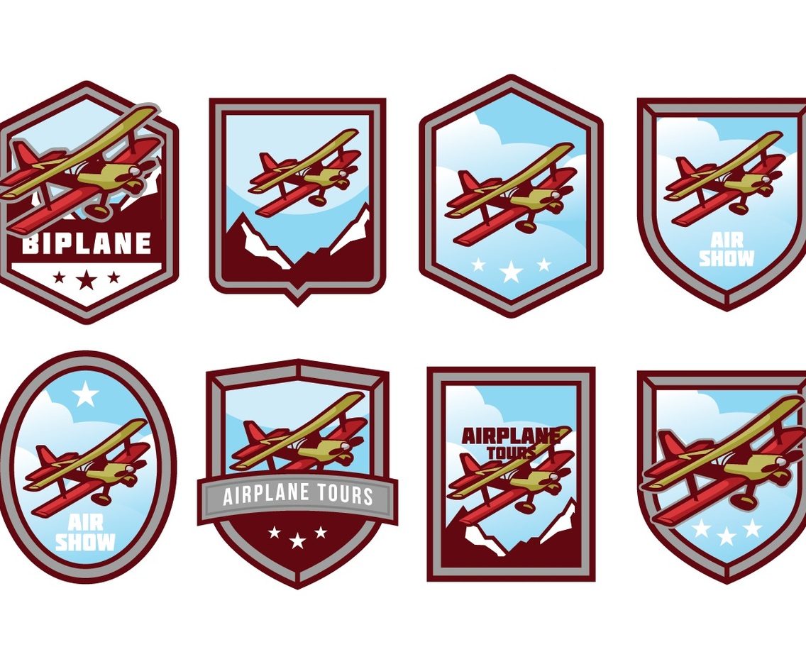 Free Biplane Badge Vector Pack