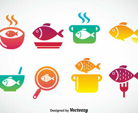 Cooking Fish Icons Set