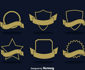 Blank Badge With Ribbon vector Set