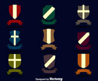 Shield With Ribbon Vector Set