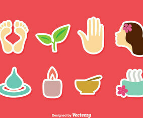 Spa Flat Icons Vector