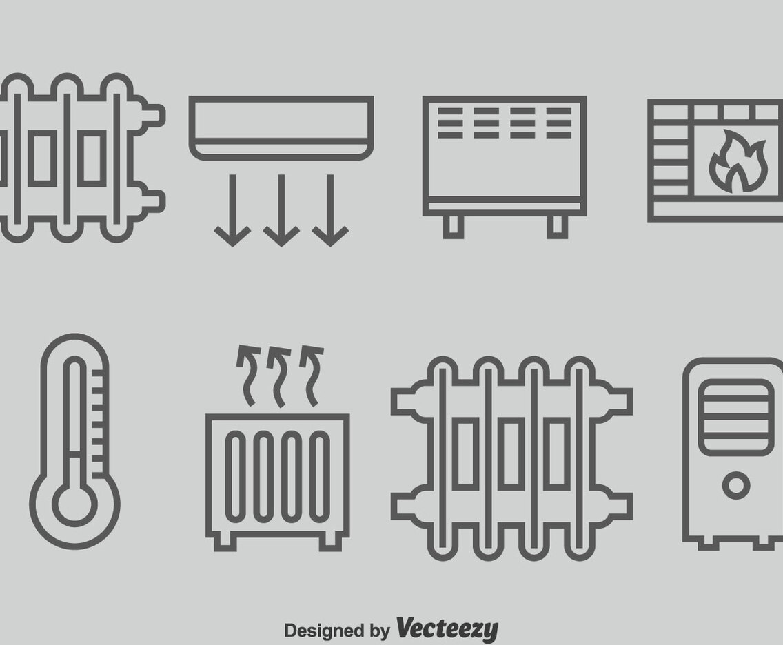 Heating And Cooling System Icons Vector