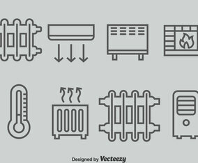 Heating And Cooling System Icons Vector