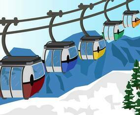 Cable Car In Snow Mountain Vector