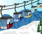 Cable Car In Snow Mountain Vector