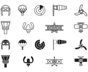 Biplane Aviation Icons