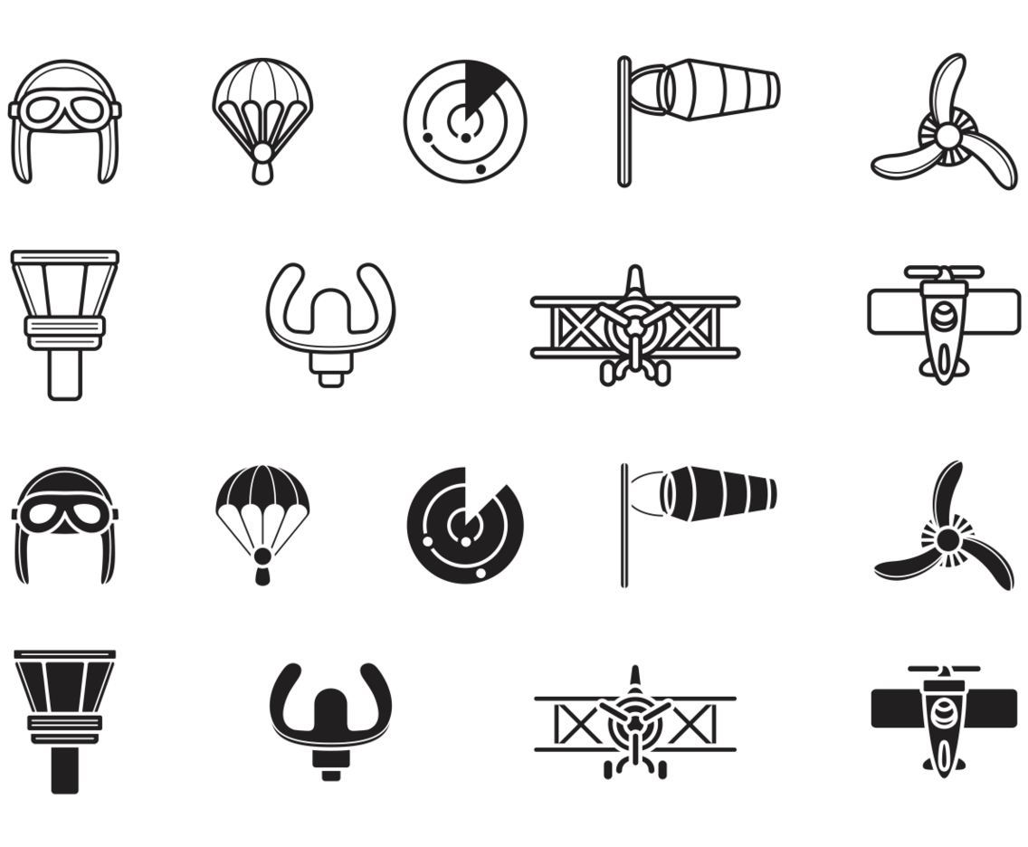 Biplane Aviation Icons