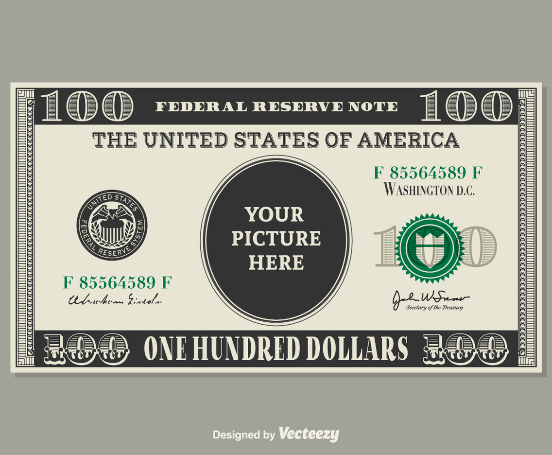 Free 100 Dollar Bill Vector Template