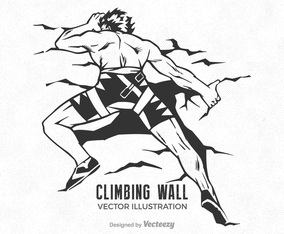 Free Wall Climbing Man Vector Illustration