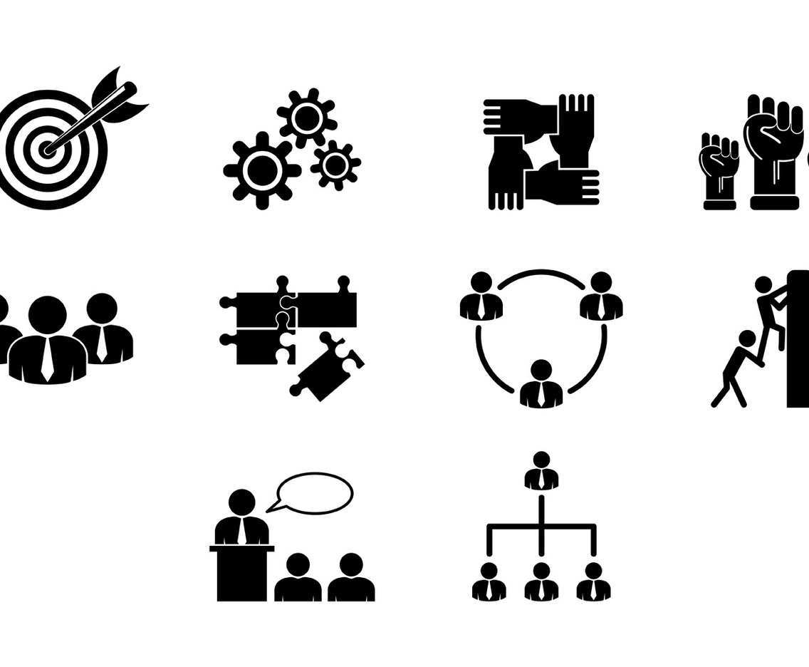Set Of Working Together Icons