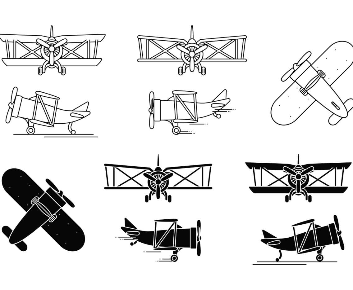 Biplane Icon Set