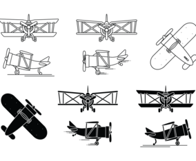 Biplane Icon Set