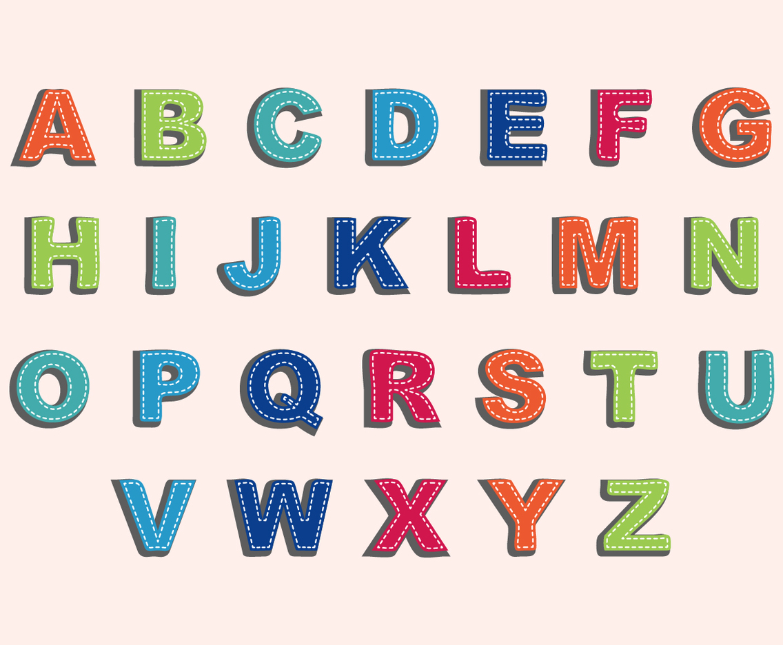 Free Needled Seams Alphabet Vector