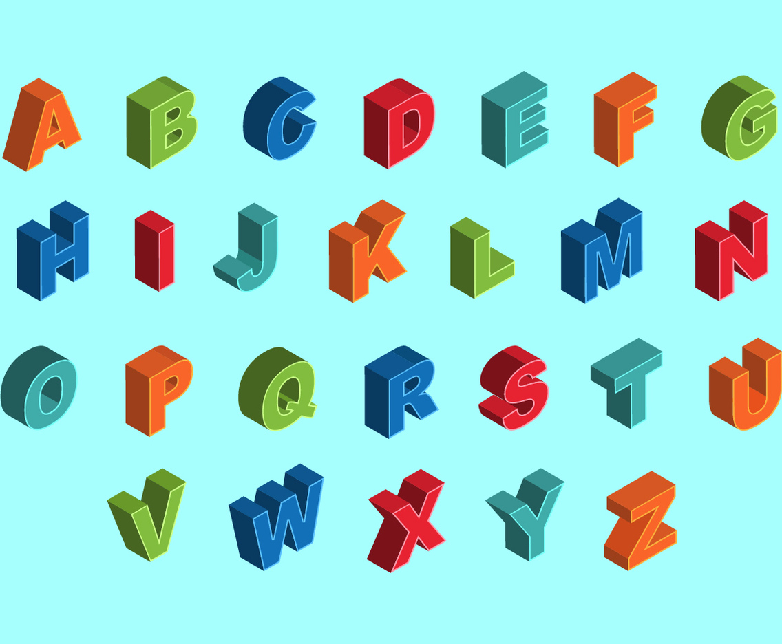 Free Colorful Isometric Alphabet Vectors