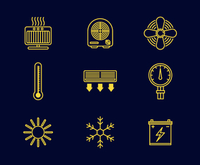 Free Heating Line Icons Vector