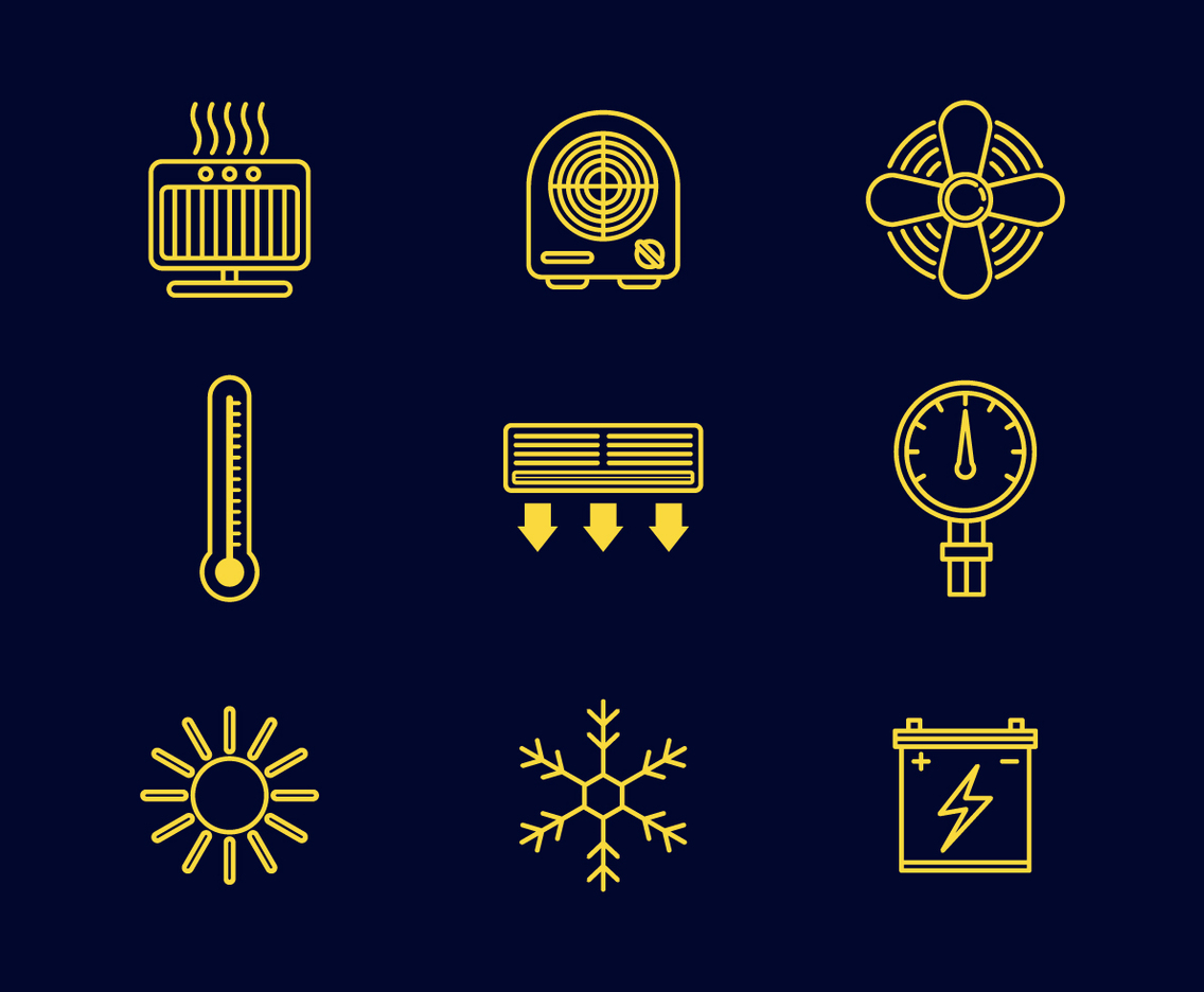 Free Heating Line Icons Vector