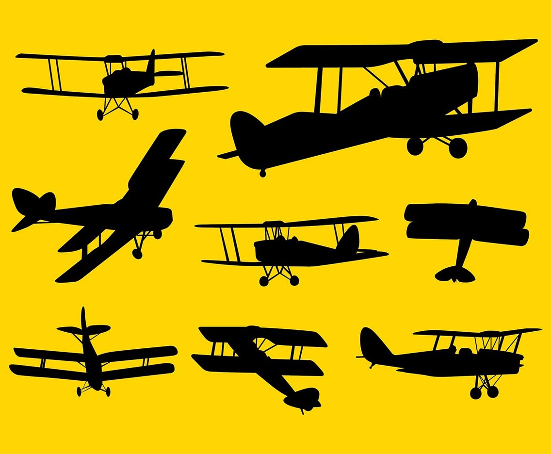 Biplane Silhouette Vector