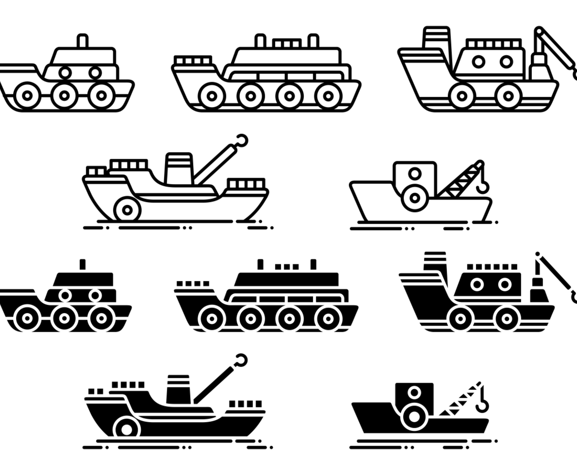 Tugboat Vector Icons