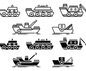 Tugboat Vector Icons