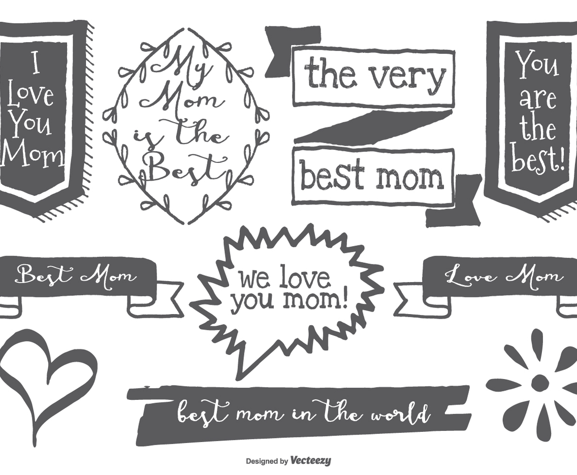 Cute Hand Drawn Mom Labels