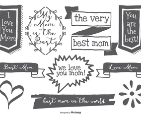 Cute Hand Drawn Mom Labels