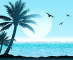 Beautiful Tropical Scene Illustration