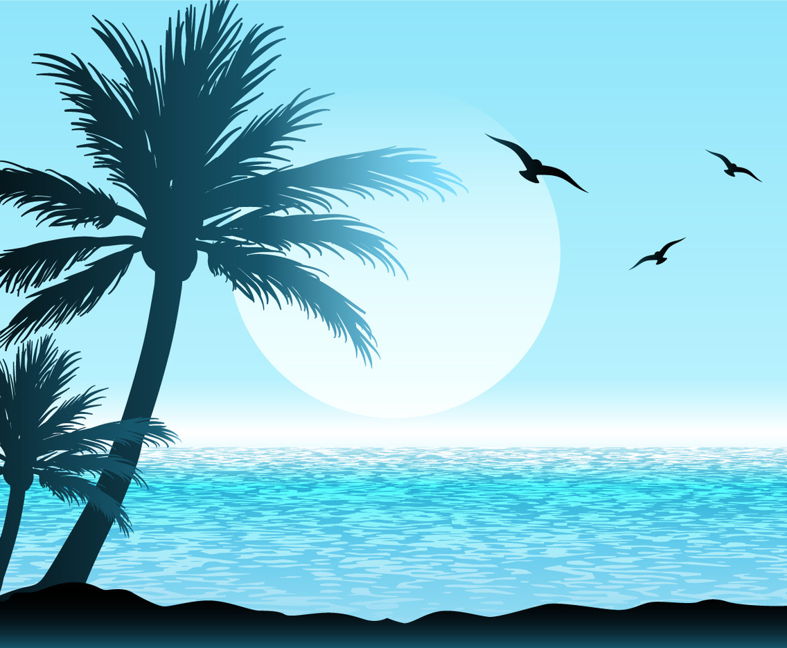 Beautiful Tropical Scene Illustration