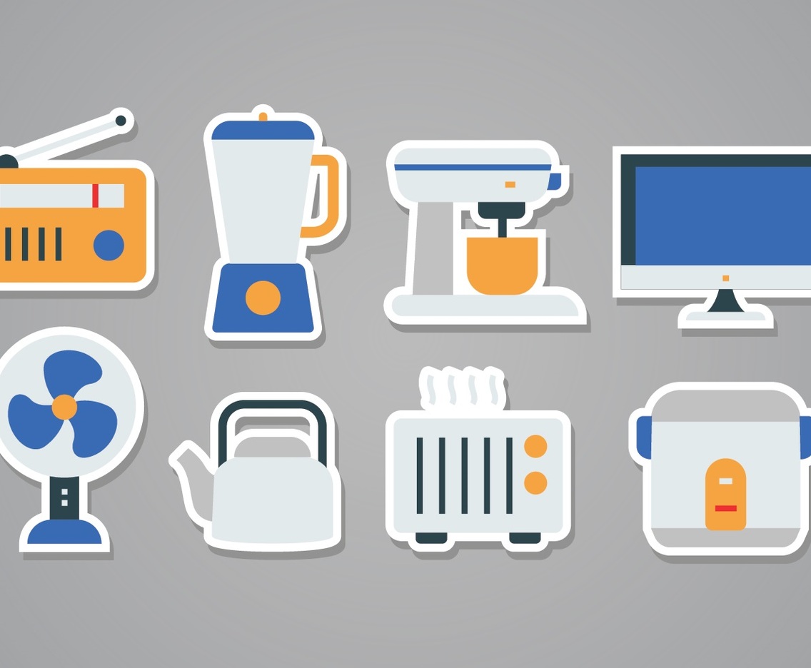 Free Home Appliances Sticker Icon Set