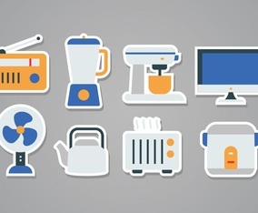 Free Home Appliances Sticker Icon Set