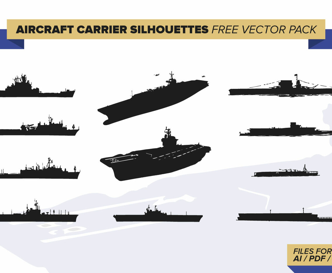 Aircraft Carrier Silhouettes Free Vector Pack