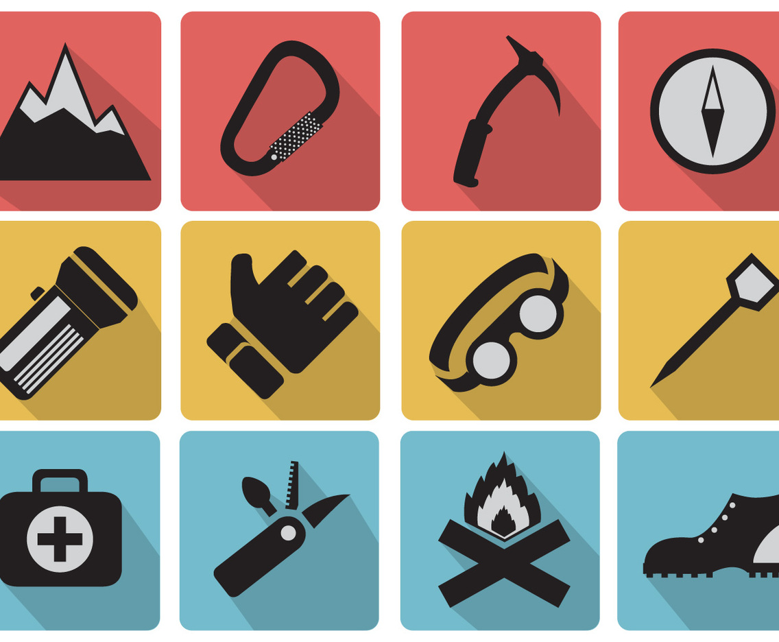 Set icons of camping and mountaineer